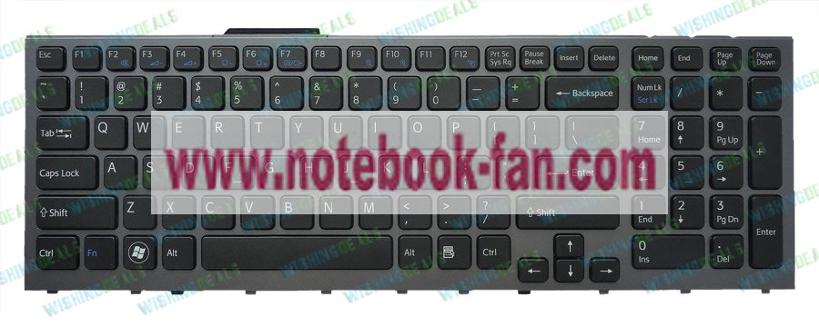 NW SONY VAIO VPC-F12 VPCF11 Backlit Grey Frame Keyboard