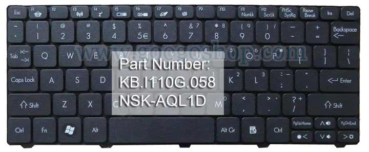 KB.I110G.058 Gateway EC19C LT32 Black Keyboard - Click Image to Close