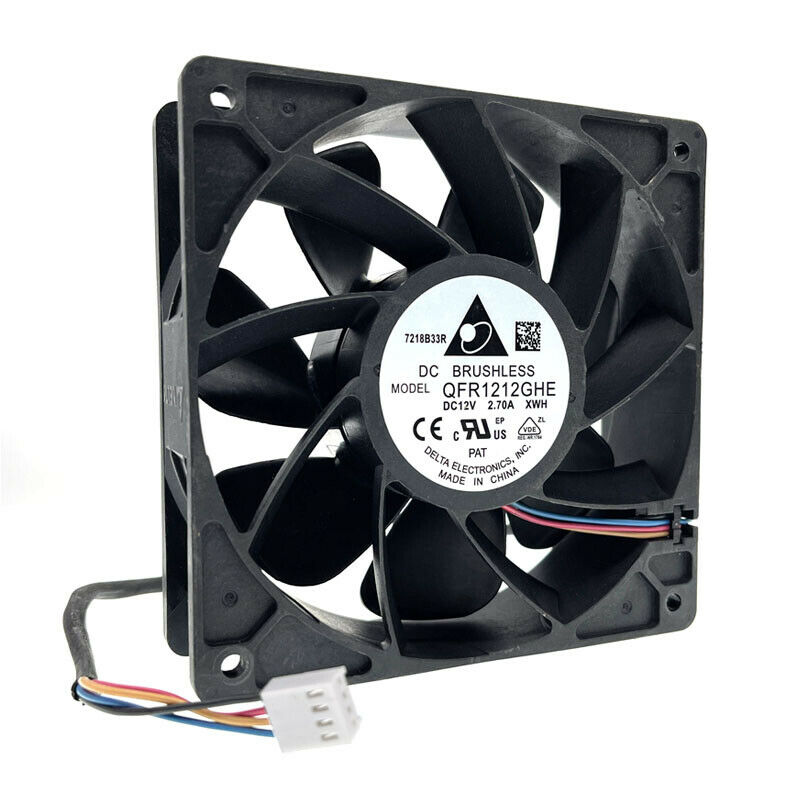 Delta QFR1212GHE,High Speed GPU Miner Mining Cooling Fan 120X120X38mm 6000RPM Bearing Type: Ball F - Click Image to Close