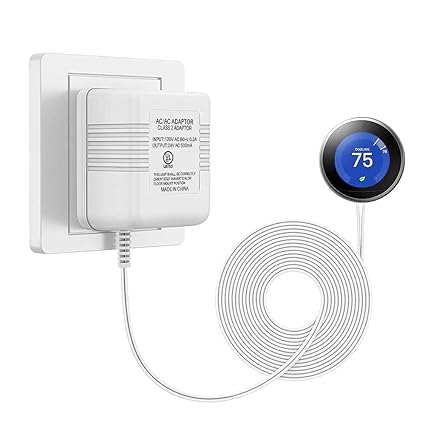 UL Certified Thermostat C Wire 24V Transformer, White Adapter Compatible with Honeywell, Nest, Emers