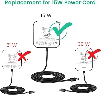 15W Power Cord Replacement for Alexa Echo Dot 3rd Gen / 4th Gen / 5th Gen, Echo Pop, Echo Show 5 2nd