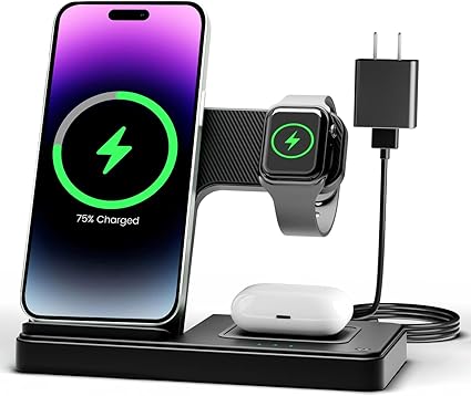 Wireless Charger iPhone Charging Station: 3 in 1 Charger Stand Multiple Devices for Apple - iPhone 1