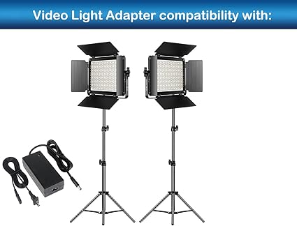 15V Video Light Power Adapter Compatible with GVM Great Videq Maker 520S 560AS 672S 680RS 480LS 480L