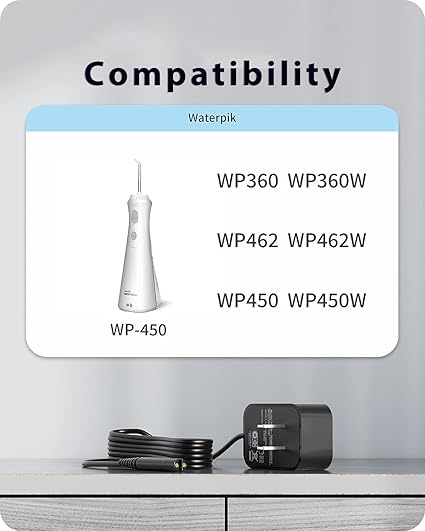 for Waterpik Replacement Charger, Compatible with Waterpik WP360 WP360W WP462 WP462W WP450 WP450W Wa