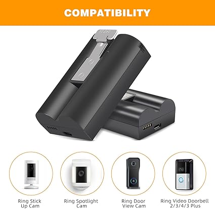 1-Pack Replacement V4 Battery for Ring-Video Doorbell 1/2/3/3Plus/4, Spotlight Cam and Stick Up Came