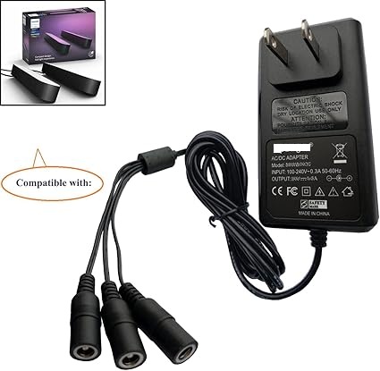 24V AC/DC Adapter Compatible with Philips Hue Play Light bar Starter Set 440400980001 440400982931 S