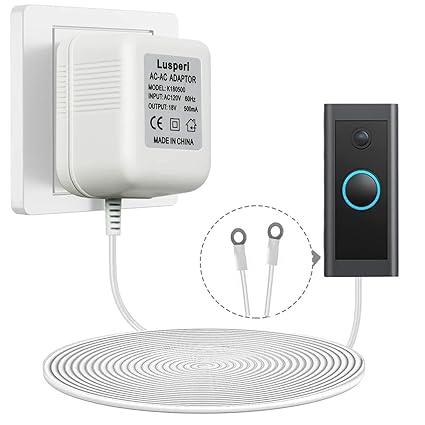 Extra Long 19.7ft Cord 18V500mA Doorbell Transformer Compatible with Ring, Nest, Eufy, Wyze, Arlo Wi