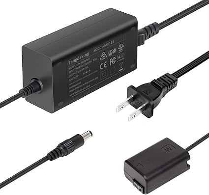 AC-PW20 Continuous Power Adapter NP-FW50 Dummy Battery for Sony Alpha ZV-E10, A5000, A5100, A6000, A