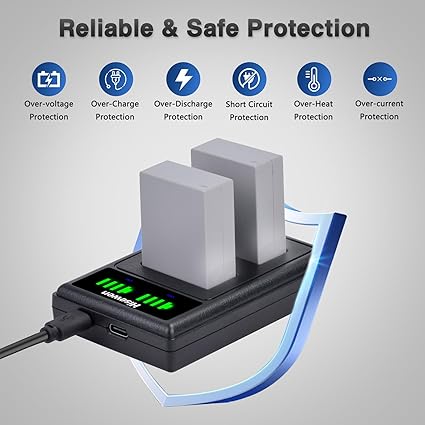 NB-10L Battery 2 Pack 1500mAh and Dual USB Charger for Canon NB 10L, PowerShot G1X, G3X, G15, G16, S