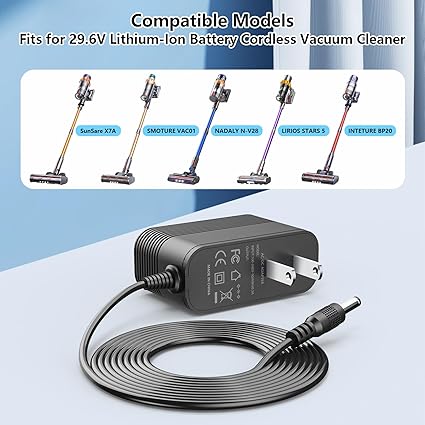 36V Charger for 29.6V Battery Cordless Vacuum Cleaner Replacement for SMOTURE, SunSare, NADALY, INTE