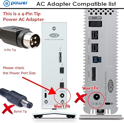 5V 12V 4-PIN Adapter for LACIE Models 706479 710199 800040 ACU034A-0512 ACML-51 710200 ACU057A-0512