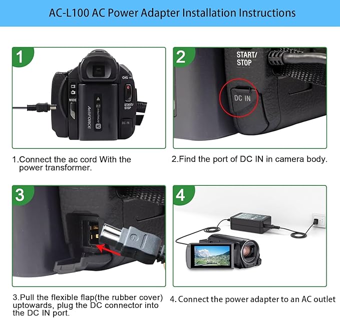 AC-L100 for Sony Handycam Camcorder Charger Cord Power Supply Adapter, fit for Sony Hi8 DCR TRV128 T