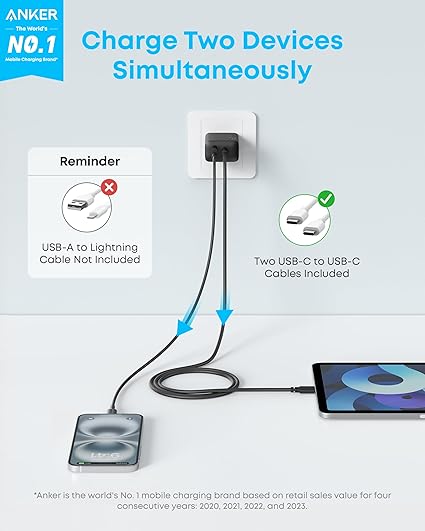 iPhone 16 Charger, 2-Pack 20W Fast USB C Charger Block, for iPhone 16/16 Pro Max/15 Series/iPad Pro