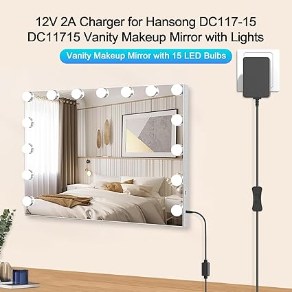 for Vanity Mirror Charger, 12V 2A Power Supply UL Listed Compatible with Hansong DC117-15 DC11715 Va