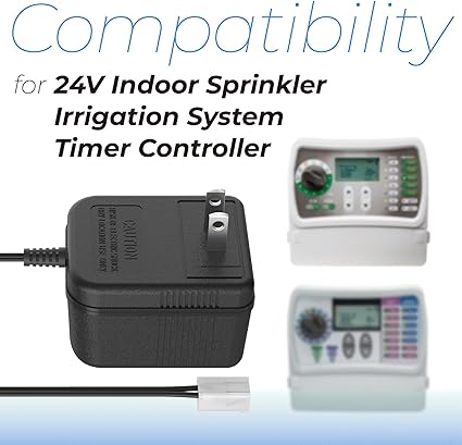 Sprinkler System Power Supply Transformer 24V 300mA Irrigation Timers System Power Cord Replacement