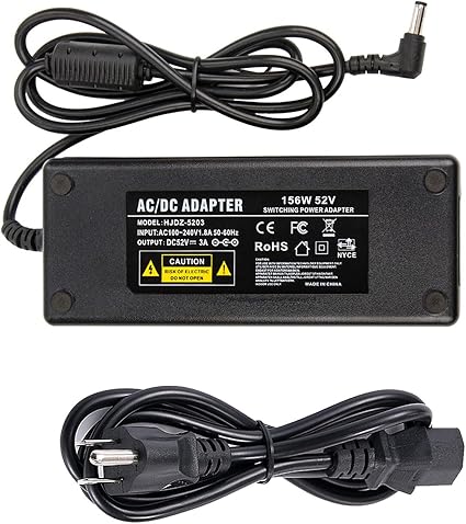 52V 3A Power Supply Adapter - COOLM AC DC 52 Volt 3 Amp Replacement 2A 2.3A 2.5A 2.7A 2.88A for Reol