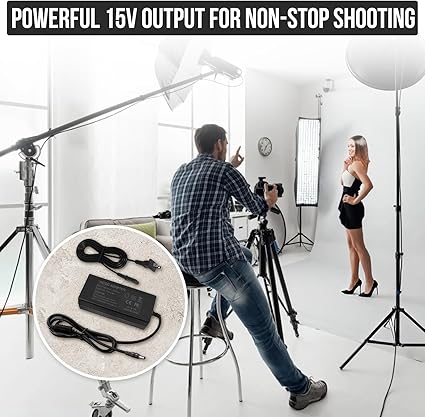 15V DC Power Adapter for GVM LED Video Light Panel, Compatible with 520S 560AS 672S 680RS 480LS 480L