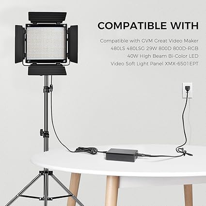 15V 4A 3A Video Light Power Cord Adapter Compatible with GVM Great Videq Maker DC-625-1530 DC6251530