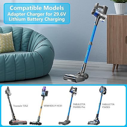 36V 0.5A Charger for 29.6V Battery Vacuum Cleaner Compatible with FABULETTA FSV006 Pro, FSV003, VENH