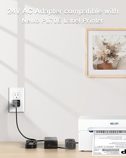 24V Power Supply Compatible with Nelko PL70E Bluetooth Thermal Shipping Label Printer Power Adapter