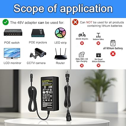 AC DC 48V 3A Power Supply Adapter 144W 48V Charger 48V 3A Switching Power Transformers Interface 5.5