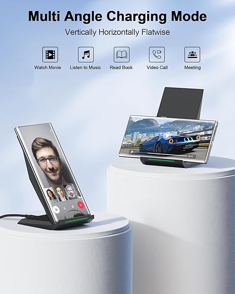 Fast Wireless Charger, [2 Pack] Qi Certified Wireless Charging Stand Compatible iPhone 16/16 Pro/16