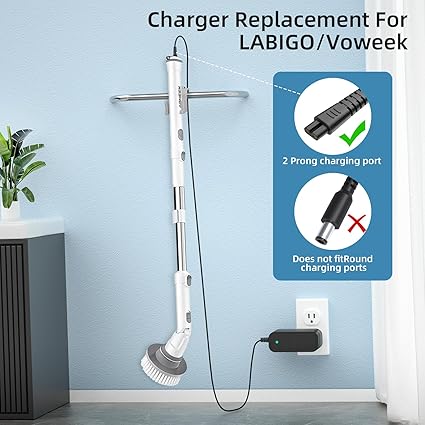 9V Charger for LABIGO Electric Spin Scrubber Charger, 9V Adapter Compatible with Labigo Cordless Spi