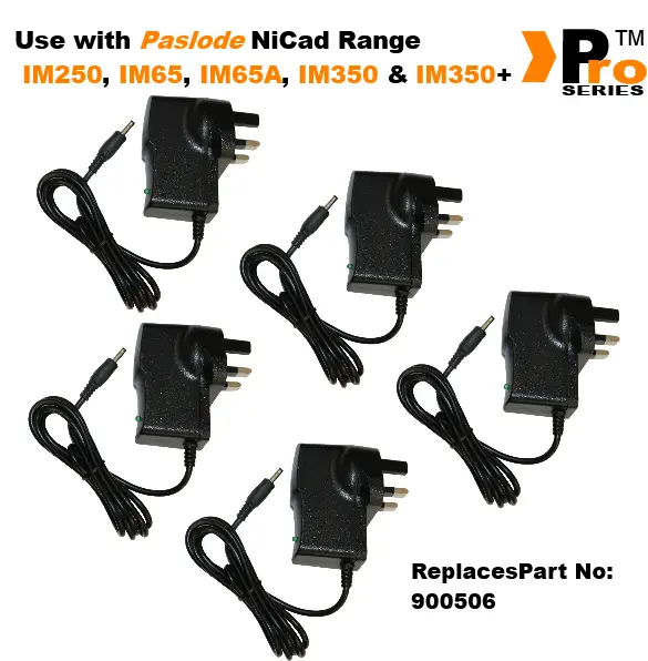 5 x Paslode Spit Pulsa Replacement AC/DC Mains Battery Charger Adaptor 240v Voltage 12 V Battery In